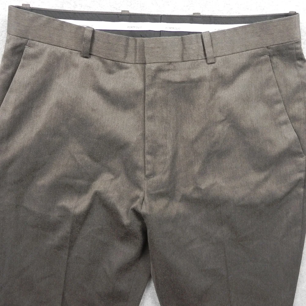 Perry Ellis Portfolio Dress Pants Mens 32x30 Slim Fit Brown Stretch Trousers
